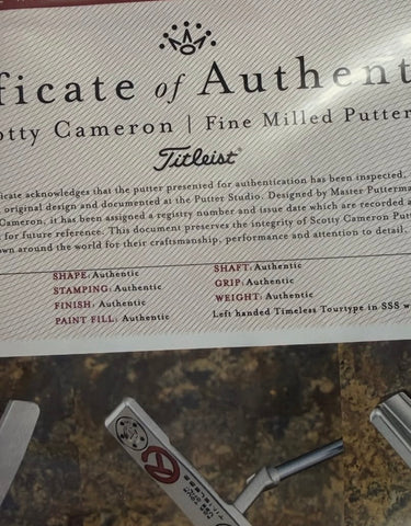 Left handed Scotty Cameron timeless tourtype SSS